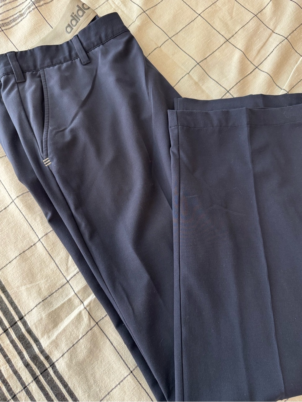 adidas Men's Dark Navy Dress Pants with Crease